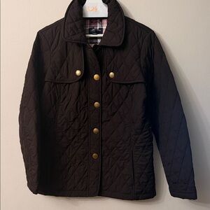 Lands' End Black Quilted Jacket with Gold Accents
